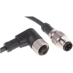 RS PRO M12 male-M12 Female Angled,4W, 4 Core 2m, Elektronikkabel + Stecker, Schwarz