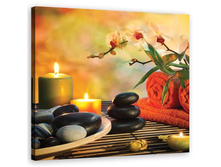 Feeby Wandbild spa zen stones orient, Orange, Abstrakt, Rechteckig, 50x50 cm, Bilder & Rahmen, Bilder, Leinwandbilder