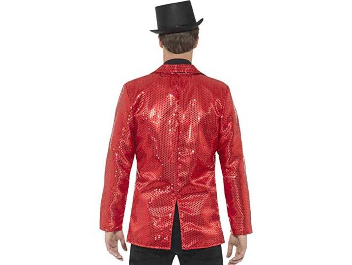 Smiffys Sequin Jacket, Mens, Red