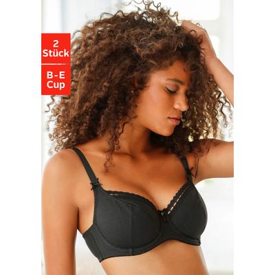 Bügel-BH "Baumwoll-BH, Dirndl-BH", Damen, Gr. 85, Cup C, schwarz-weiß (weiß, schwarz), Jersey, Obermaterial: 79% Baumwolle, 8% Polyamid, 8% Polyester, 5% Elasthan, PETITE FLEUR BY LASCANA, BHs BH BH-Set Bügel-BH Dirndl-BH Wäsche, aus...