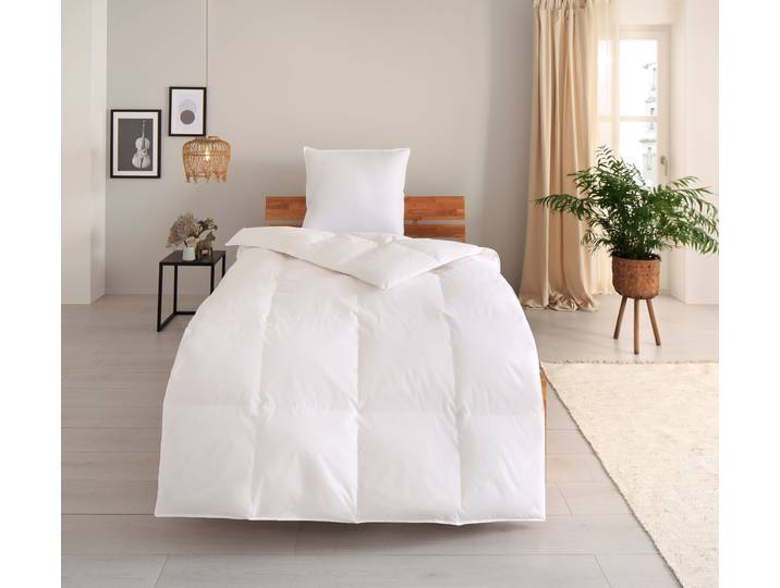Daunenbettdecke GOODPRODUCT Jannika , weiss (weiß), B:155cm L:220cm, Bezug: 100% Baumwolle. Füllung: 80% Daunen, 20% Entenfeder, Bettdecken, Daunenbettdecke, plastikfreie Verpackung