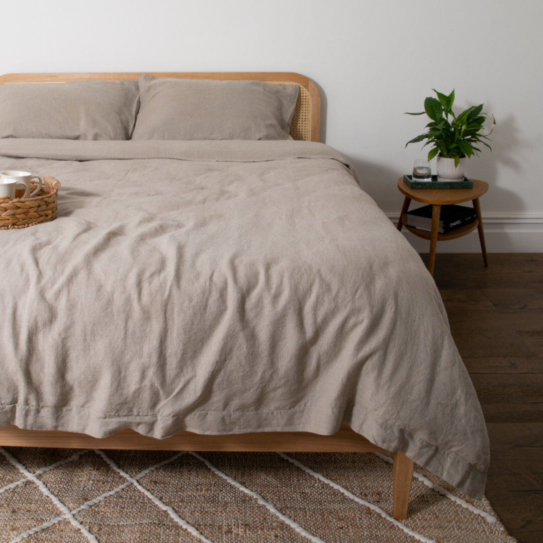 Highland Dunes 100% Linen Machine Woven Duvet Cover Cream Single (3')