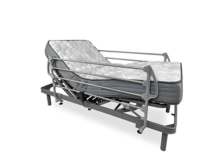 DUÉRMETE ONLINE Dorsaltec Elektrisches Bett, verstärkt, mit Geländer aus Edelstahl, Anthrazit, 105 x 190 cm