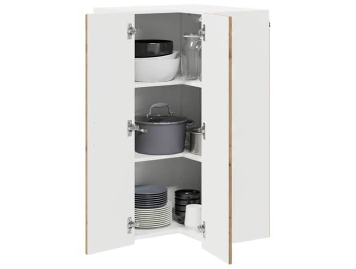 KTHLBRH Eckwandschrank PORTO Eiche Handwerk 57 x 57 x 100 cm Mehrschichtholz, 3 Einlegeböden, 2 Türen, Wandmontage, vielseitige Küchenaufbewahrung