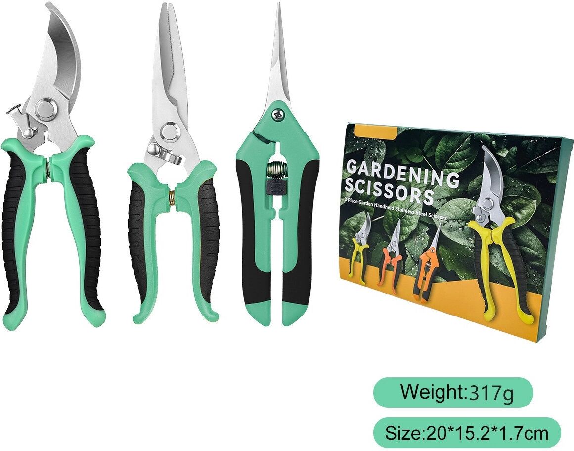 INF PH227 Gartenwerkzeug-Set (Farbbox) Orange - Professionelles Gartenschere-Set Grün