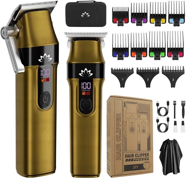 INF Professionelles Herren-Haarschneide-Set: 2-in-1 Akku-Haarschneider für präzise Schnitte & Detailarbeiten Gold