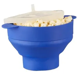 relaxdays Popcorn Maker aus Silikon blau