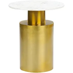 BEISTELLTISCH Metall/Marmor gold/weiß rund 40 cm Ariaga