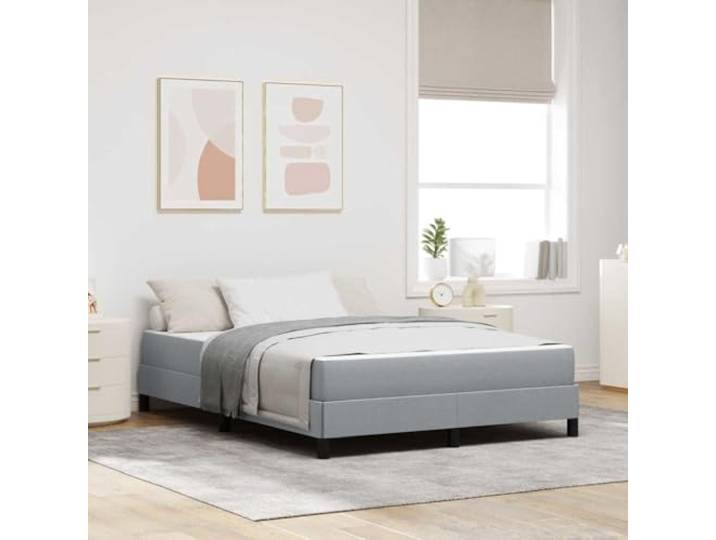 Atmungsaktiver Stoff Holzwerkstoff stilvolles Boxspringbett hellgrau 140 x Boxspringbett mit Matratze Hellgrau 140 x 190 cm Stoff Bett mit Bonnell Federkern Lattenrost Komfort Doppelbett für