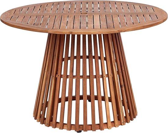 Famanu Gartentisch rund - Holz - Für den Außenbereich - Mit Parasolhalter - 120x120x74 cm - Naturholz