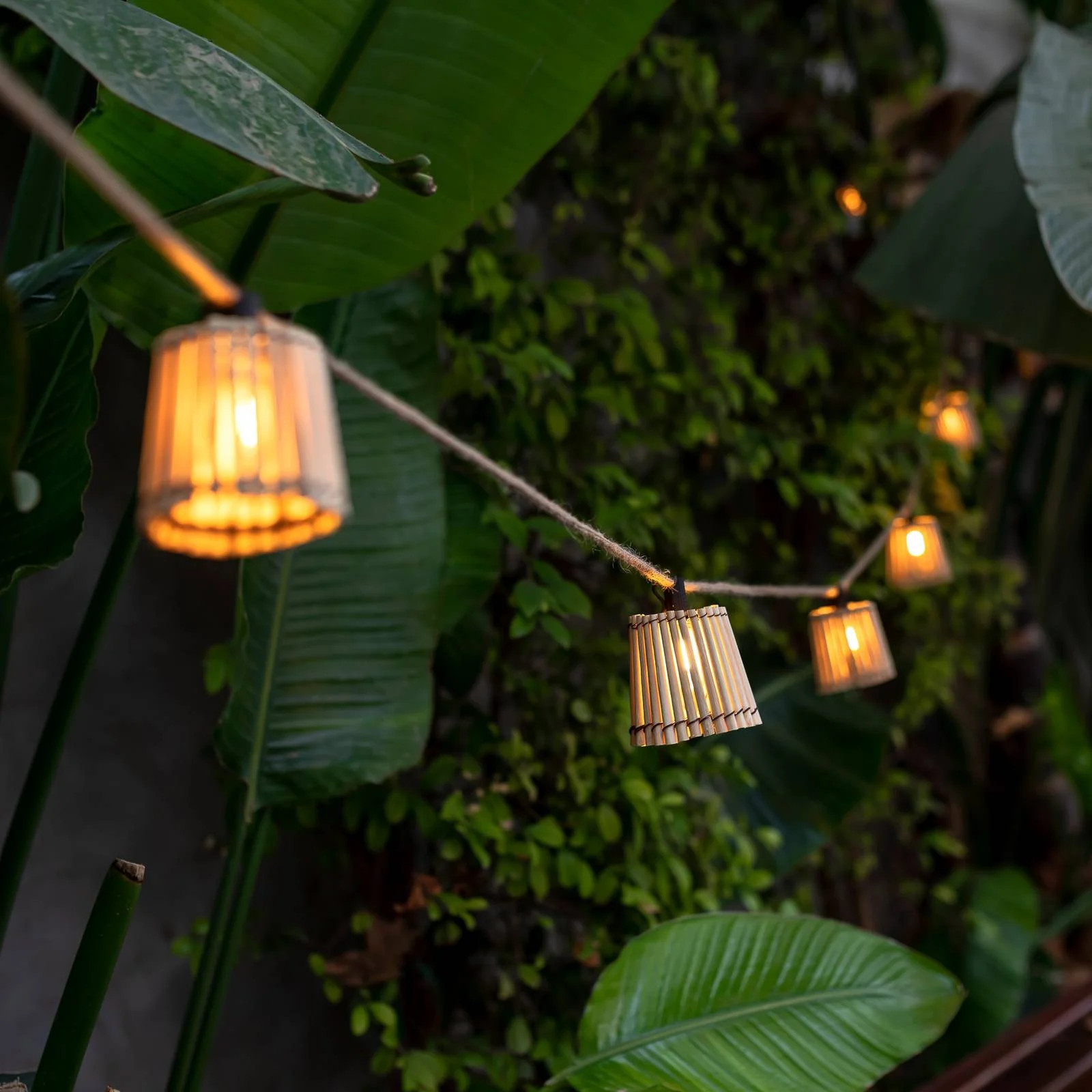 Newgarden Okinawa lichtketting met 10 LED-lampen, Bamboe, Warm wit licht