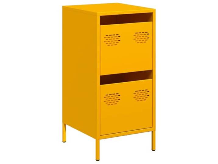 HGFDVCMR Sideboard Senfgelb 35x39x73,5cm Metall Kommode mit 2 Schubladen Kompakter Beistellschrank aus Stahl für Wohnzimmer und Schlafzimmer. Stabile Metallfüße bieten Pflegeleichtigkeit.