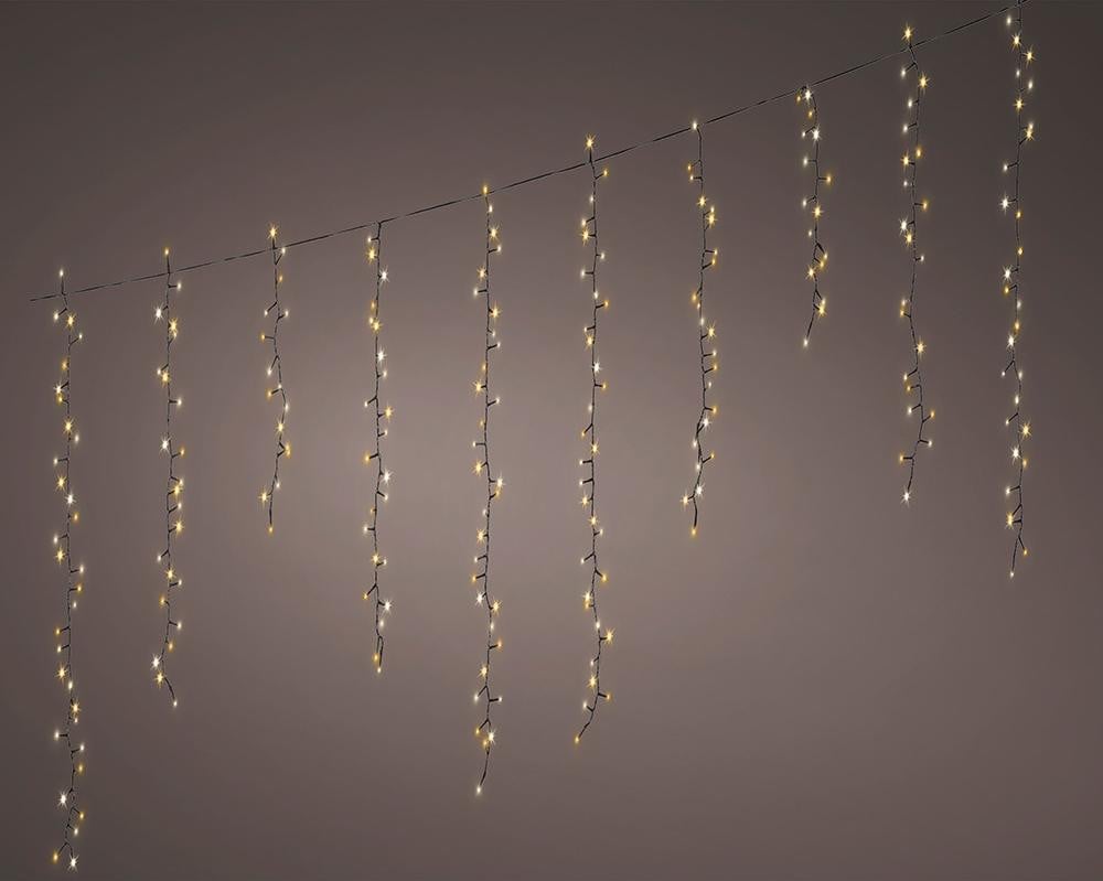 Lumineo LED-lichtgordijn met 256 LED's, warmwit, 375 x 60 cm