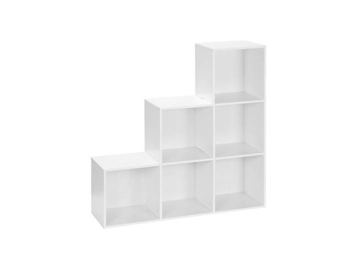 HOMCOM 3-tier Step 6 Cubes Storage Unit Particle Board Cabinet Bookcase Organiser Home Office Shelves - White