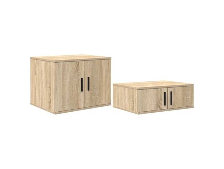 Coespram Stauraumschrank 2er-Set, Sideboard Sonoma-Eiche, 118x41x40 cm Vielseitige Kommode fürs Wohnzimmer mit Scharniertüren und offenen Fächern für strukturierte Ordnung und Dekoration.