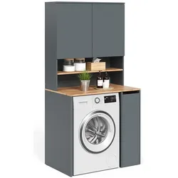 Vicco 56188, Waschmaschinenschrank, Schwarz, Braun