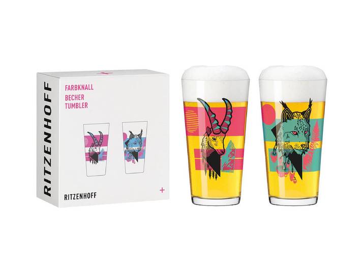 Ritzenhoff Farbknall no3 Steinbock&Luchs Becher 2erSet