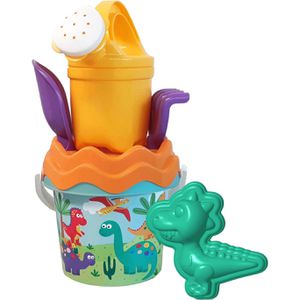 Simba 107114603 Sandspielzeug Dino Baby Eimergarnitur, mit Eimer, Gießkanne, Sieb, Schaufel, 6 Teile