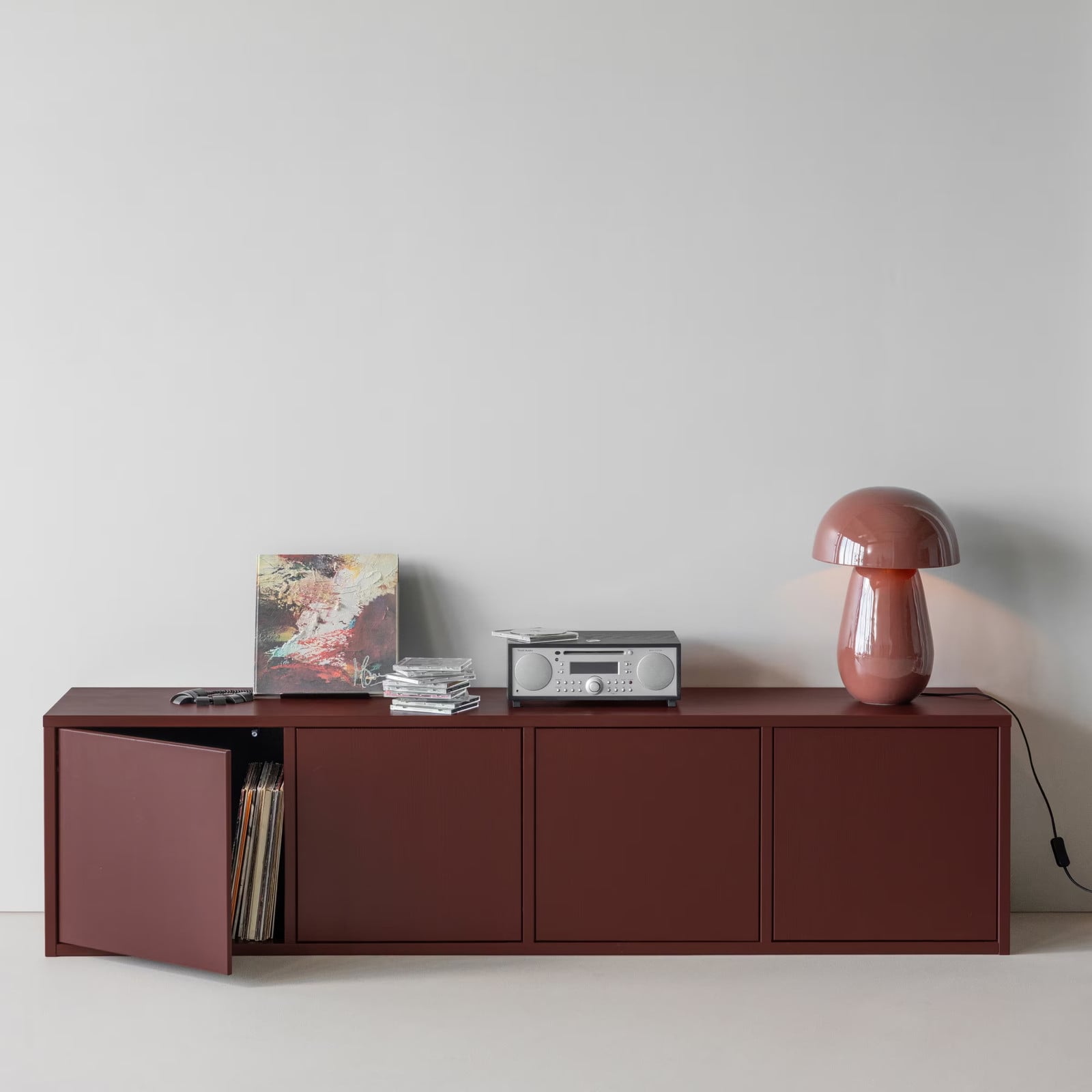 WOOOD TV-meubel Merel Grenenhout Bordeaux, Breedte: 198 cm