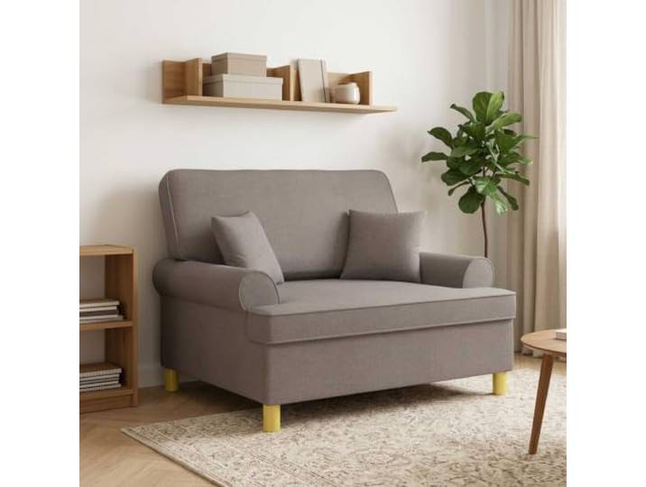 XXL-Sessel mit Kissen Taupe Stoff Sperrholz,Holzwerkstoff,Metal,Rahmen,Kunststoffbeine,Polyester,Schaumstoff,Polyesterkissen,rechteckige Form,minimalistisch