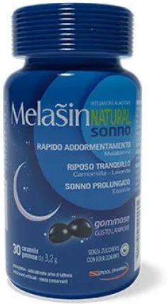 POOL PHARMA Srl Melasin Natural Sonno 1mg 30 Caramelle Gommose - Integratore Alimentare per il Sonno