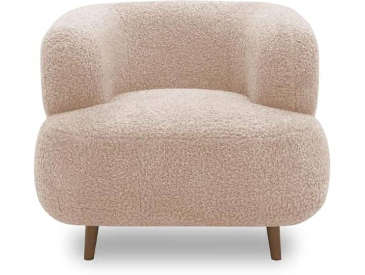 DOMO. collection Sessel Melo, Taschenfederkern, Creme Sessel mit Taschenfederkern, organische Form und stilvolle Holzfüße, 90 x 86 x 73 cm (BxTxH)