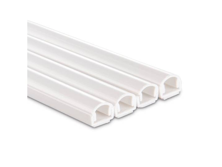Kabelkanal HAMA Kabelkanal, 4 Stück, 100 x 2,1 x 1 cm, PVC, Weiß , weiß, B:1,1cm L:100cm, Polyvinylchlorid (PVC), Kabelführungen, Kabelkanal, selbstklebend, halbrund, individuell anpassbar, universell, langwierig