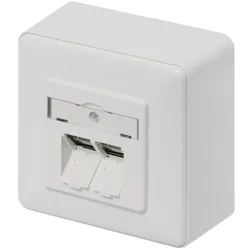 METZ CONNECT E-DAT C6 2 Port AP reinweiß RAL9010