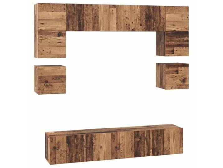 Makastle TV-Schrank Set 8-TLG. Altholz Holzwerkstoff Wandmontage