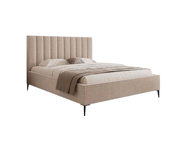 DomiMeble DomoHome Schlafzimmer Bett Modernes Polsterbett Mona Slim III 200x200 cm – Stilvolles Design mit Bouclé-Stoff ABRIAMO und Komfortabler Liegefläche 200x200 cm, Farbe: Beige