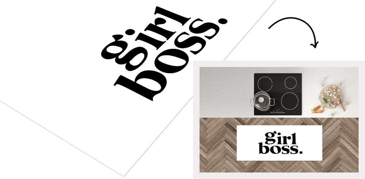 KitchenYeah Keukenloper Vinyl met Girl Boss Quote - 120 x 50 cm