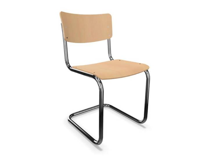 THONET chaise S 43 (Lightened - Hêtre I and acier chromée)