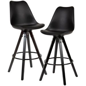 Wohnling Barhocker WL6.126, mit Lehne, 77cm Sitzhöhe, Kunstleder, schwarz, 2 Stück