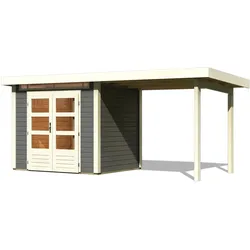 Karibu Gartenhaus Kandern 2 mit 235 cm Schleppdach terragrau 244 x 204 cm (Kandern 2) + B 235 cm Schleppdach