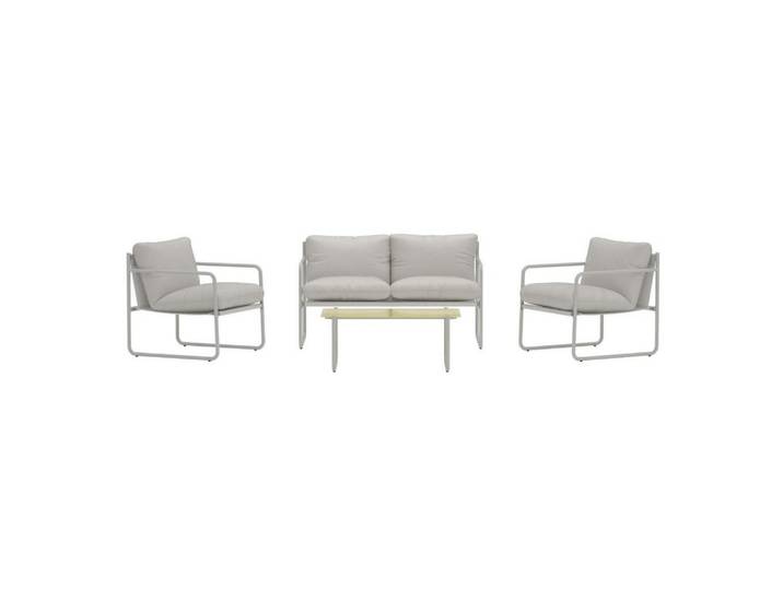 ebuy24 Gartenset, Thassos, Grau, Stahl, 50 x 90 x 38 cm, 4-teilig, Metall, Gartenmöbel, Gartengarnituren, Gartenmöbel-Sets