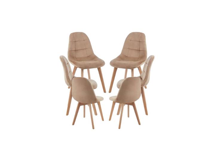 6er Set Kelen Samt Stühle - Champagne