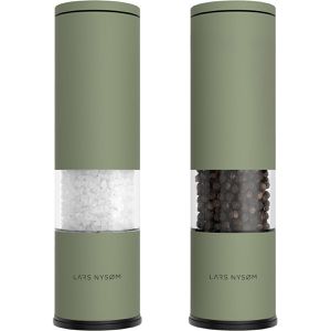 LARS-NYSØM Gewürzmühle Lagom Sage Green, Höhe 18,7 cm, Edelstahl/Kunststoff, Keramikmahlwerk, Salz- und Pfeffermühle, 2 Stück