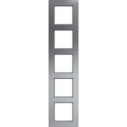 Hager Rahmen 5fach senkrecht, A.8, aluminium matt, Aluminium gebürstet