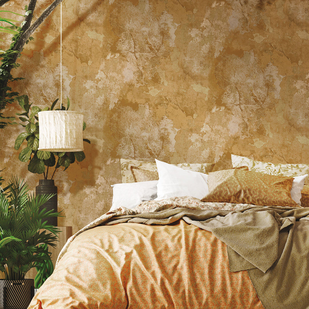 Rio Harveyville 10.05m x 53cm Textured Matte Wallpaper Roll Beige/Gold 30,632.42cm L
