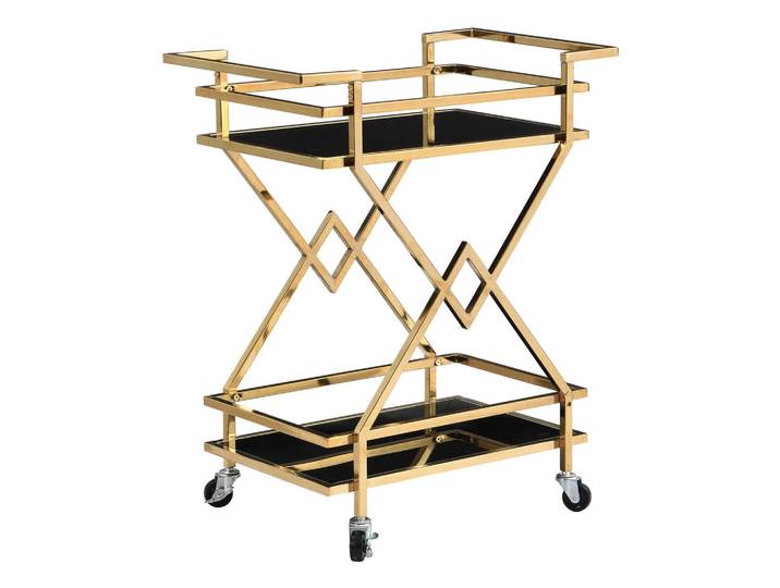 Mid.you Servierwagen, Schwarz, Goldfarben, Metall, rechteckig, 40x80x65 cm, Stauraum, offenes Fach, einfacher Aufbau, Esszimmer, Barmöbel, Barwagen