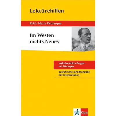 Klett Lektürehilfen Erich Maria Remarque, Im Westen nichts Neues, Taschenbuch von Claus Gigl, Klett Lerntraining bei PONS Langenscheidt GmbH,