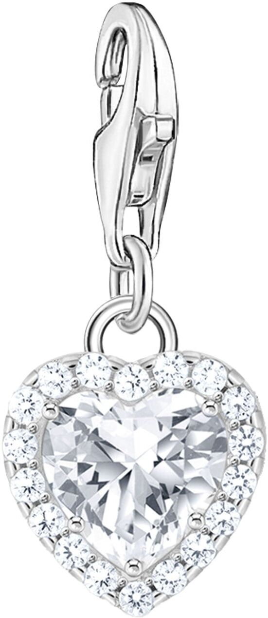 Charm Herz THOMAS SABO "Charm weiß", silber (silberfarben, kristallweiß, kristallweiß), Charms, Damen, Silber 925 (recycelt), Charm Herz, mit Zirkonia (synth.)