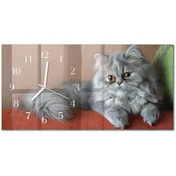 WANDUHR aus Glas 60x30 cm - Perserkatze