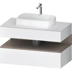 Duravit Collection One Konsolenwaschtischunterbau, 1 Auszug, 1 Schubkasten, Ausschnitt mittig, 1000x550x600mm, Nische Basalt Matt, QA4731043180000, Farbe: Weiß Matt