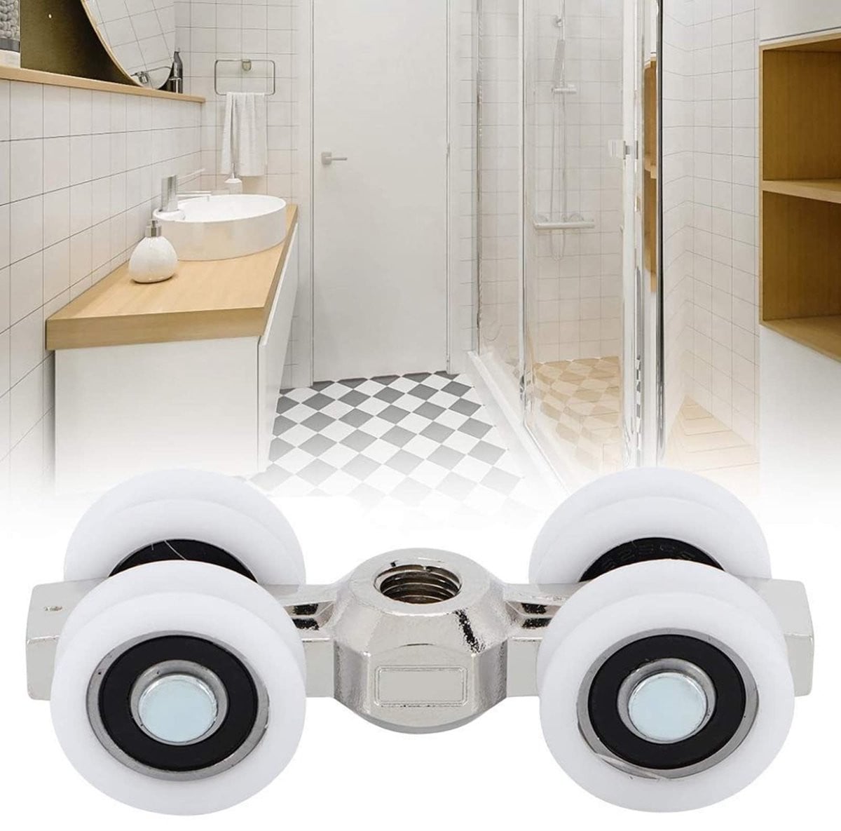 Allecto Premium Schuifdeur Roller Slider met 4 Wielen in Zilver en Staal-POM Materiaal