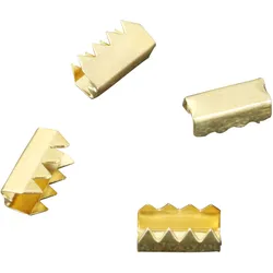 100 Kordelklammern zur Fertigung von Ringen, 9 x 4,4 x 5,1 mm, vermessingt, Stahl, gold