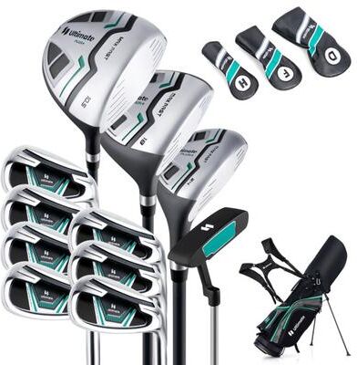 Costway 11 Pieces Complete Golf Club Package Set-Green