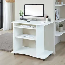 Computertisch in Weiß fahrbar