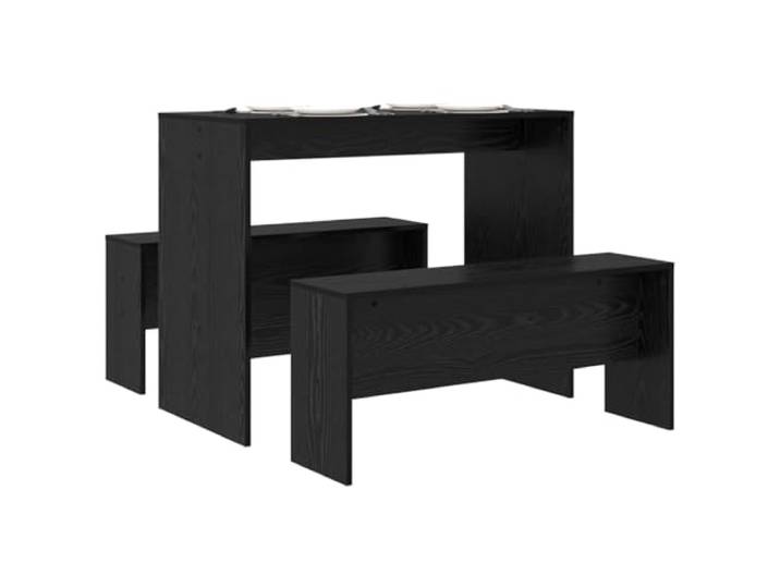 vidaXL Essgruppe 2 pcs Schwarz Eichen-Optik Holzwerkstoff, Stylisches Esszimmer-Set, rechteckiger Tisch und Bänke, Moderne Holzoptik, platzsparende Möbel