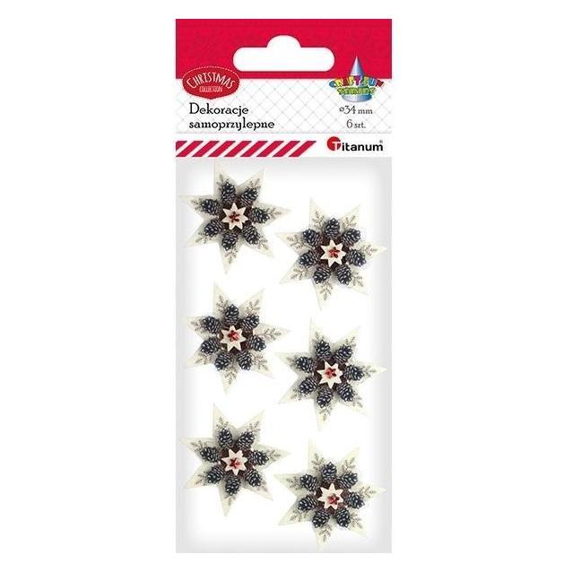 Titanum Selbstklebende 3D-Dekorationen aus Papier und Folie, 6 Stück (6 Sticker) (48985069)
